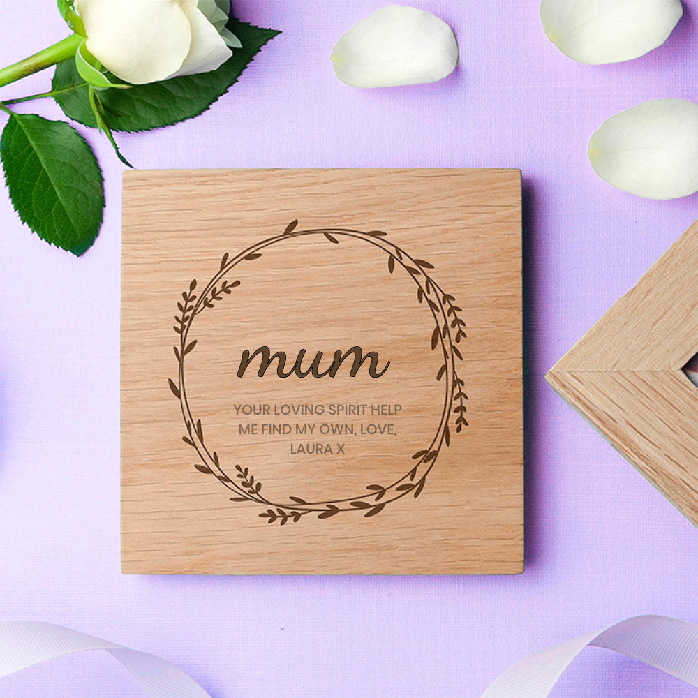 Wreath Mothers Day Oak Photo Cube