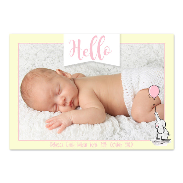 A5 Personalised Postcard - Hello Baby Girl