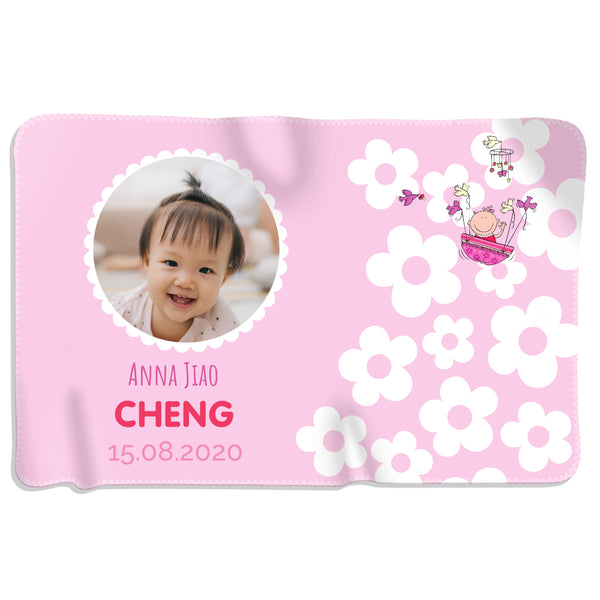 Baby Flower Photo - Girl - Personalized Blanket