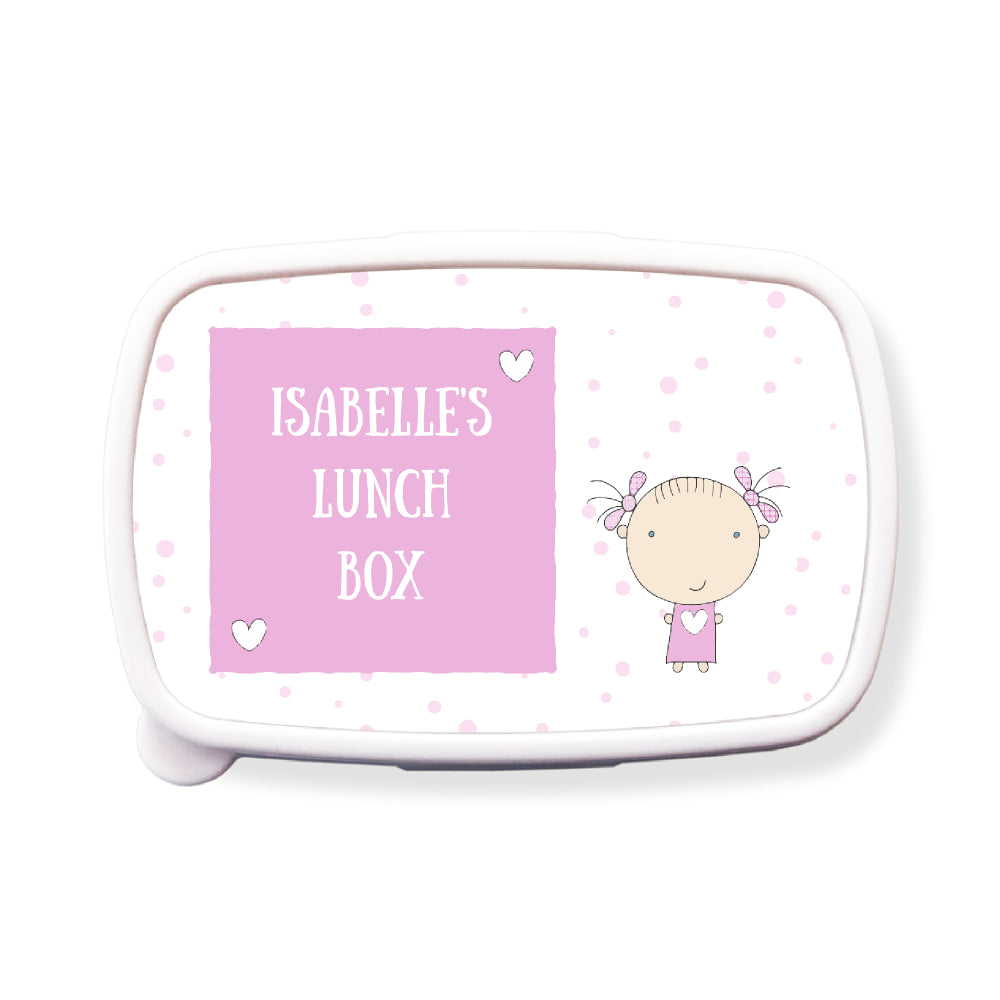 Personalised Lunchbox Lid - Cartoon Pigtail Girl