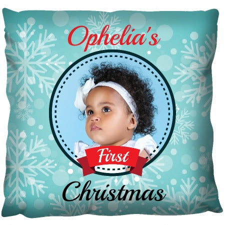 First Christmas Baby Photo - Personalized Cushion