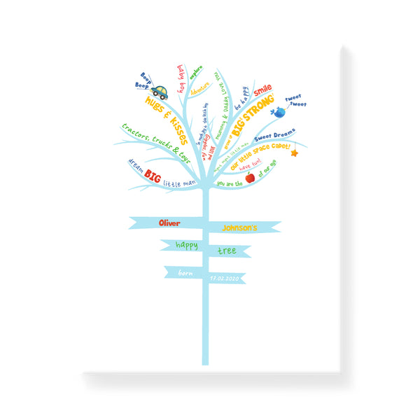 Life Tree - Boy - Personalized Canvas