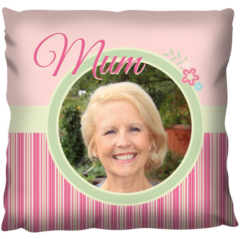 Mum Photo and Flowers - Personalized Cushion