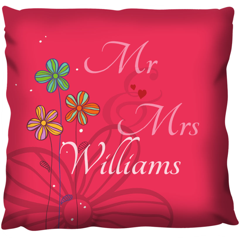 Pink Mr and Mrs Cushion - Personalized Cushion