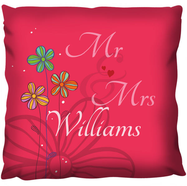 Pink Mr and Mrs Cushion - Personalized Cushion