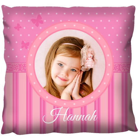 Pink Wallpaper with Butterflies - Personalized Cushion