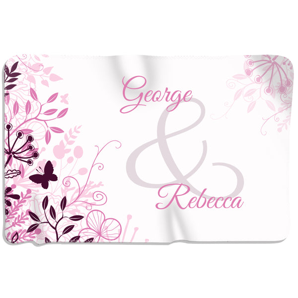 Pink and Black Floral - Personalized Blanket