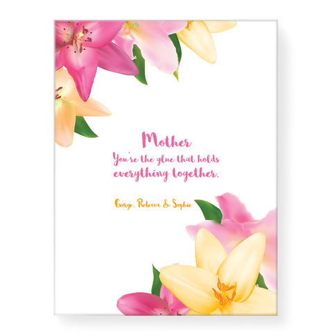 Pink Yellow Flowers - Personalized Canvas