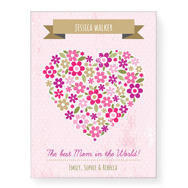 Love Heart Flowers - Personalized Canvas