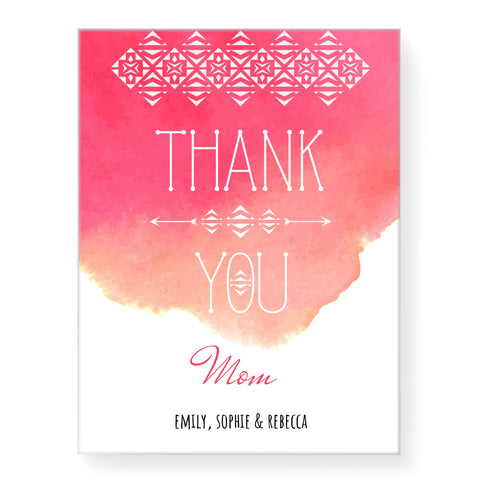 Water Colour Thank You - Personalized Canvas