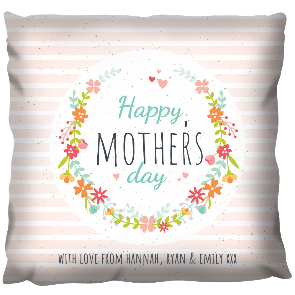 Happy Mothers Day Flowers - Personalized Cushion