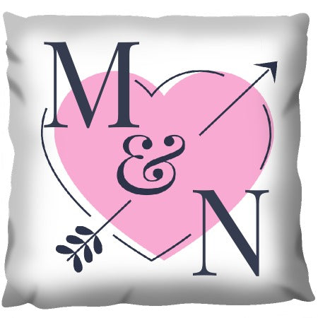 Love Heart Initials - Personalized Cushion