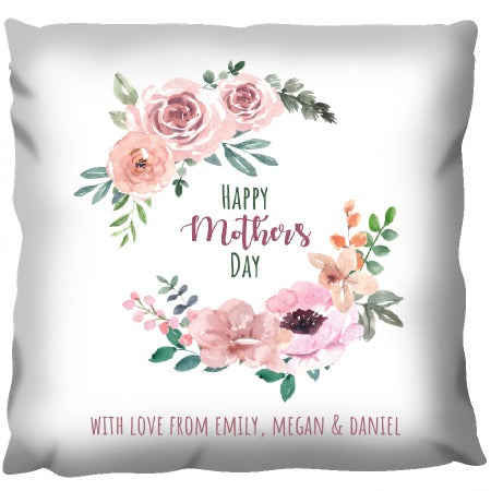 Happy Mothers Day Wreath - Personalized Cushion