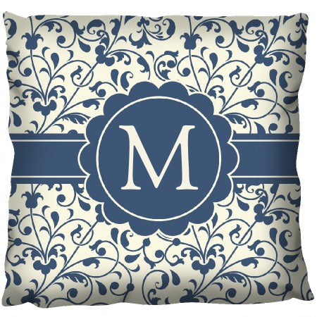 Blue Floral Pattern - Personalized Cushion