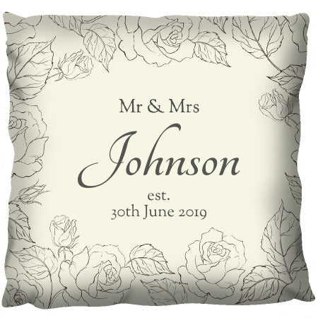 Romantic Sepia Flowers - Personalized Cushion
