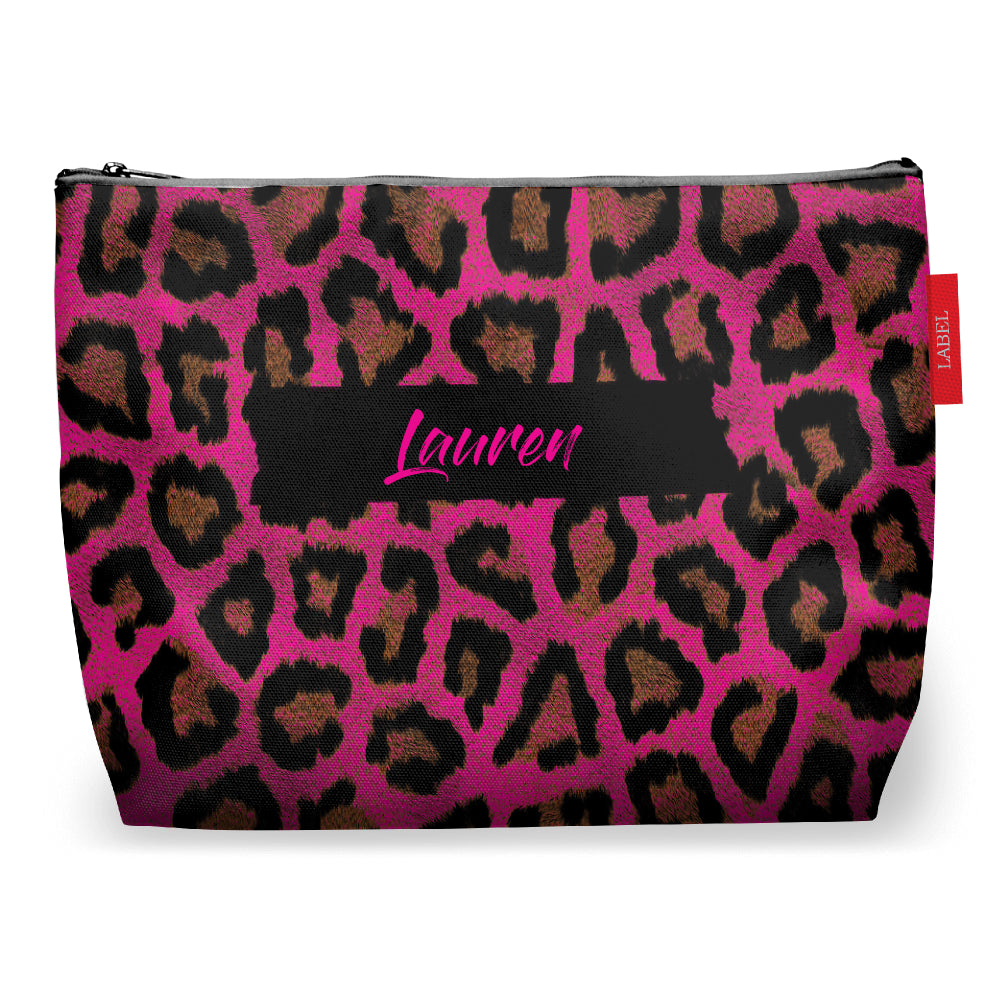 Pink Leopard-skin - Make-Up / Wash Bag - Large