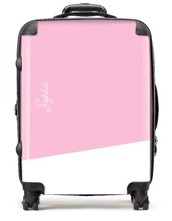 Pink - White with name - Large Suitcase | Printzware